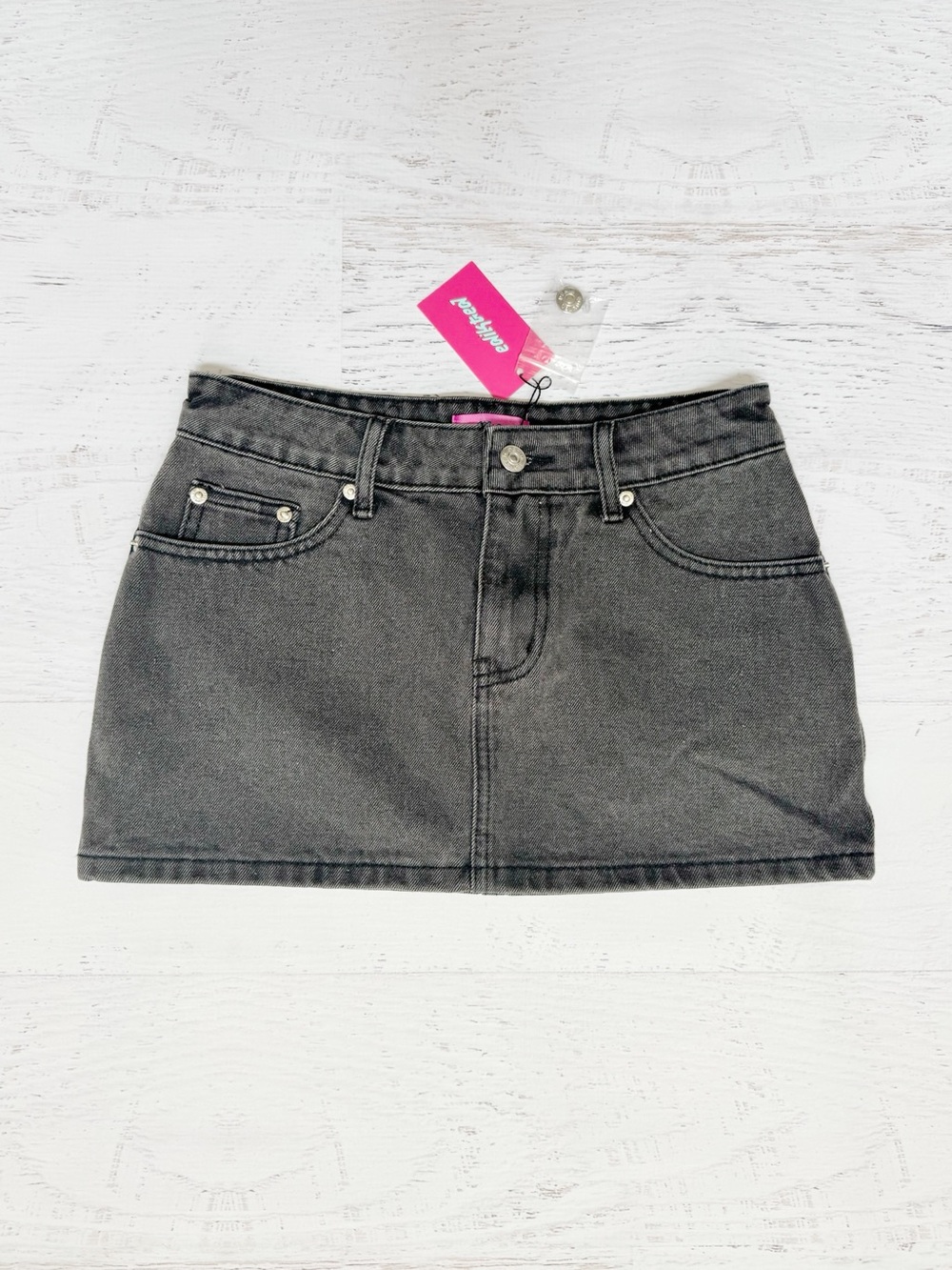 NWT Edikted Black Denim Mini Skirt Size XS
